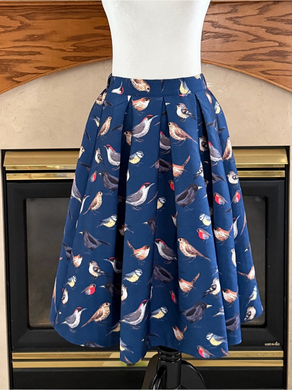 Miss May Retro Inspired 50's Style Bird Skirt in Blue Size Small NWOT